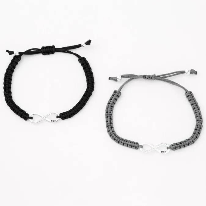 ICING Best Friends Black & Gray Infinity Adjustable Bracelets - 2 Pack