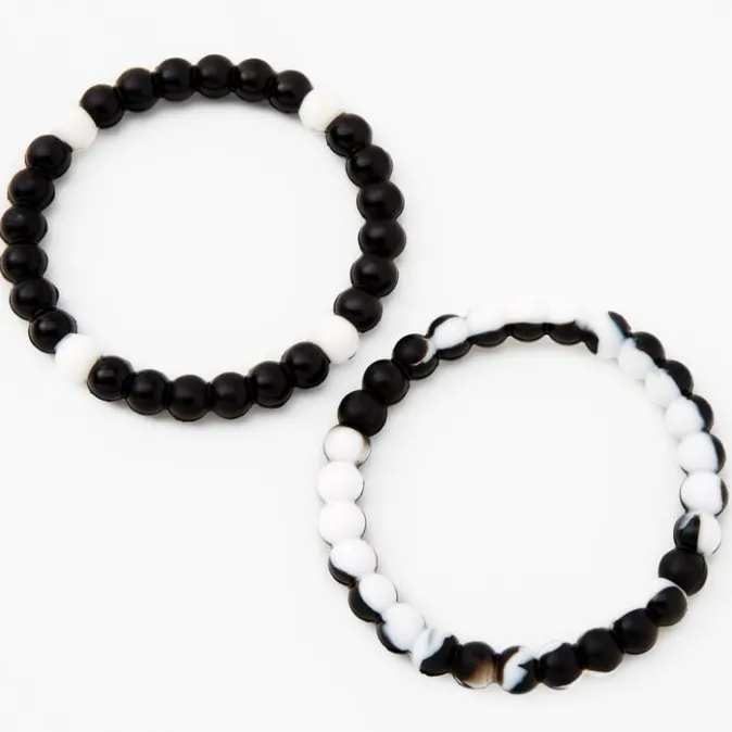 ICING Black And White Marble Beaded Stretch Bracelets - 2 Pack