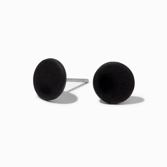 ICING Black Button Stud Earrings