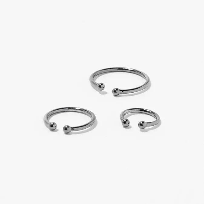 ICING Black Mixed Faux Nose Rings - 3 Pack