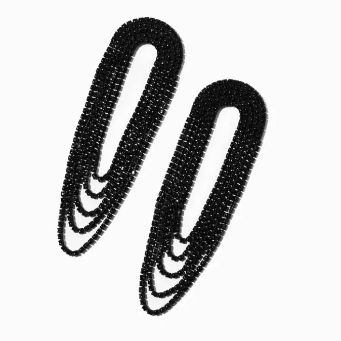ICING Black Rhinestone Lasso 3" Drop Earrings