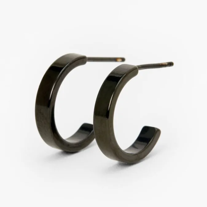 ICING Black Titanium Thick Hoop Earrings