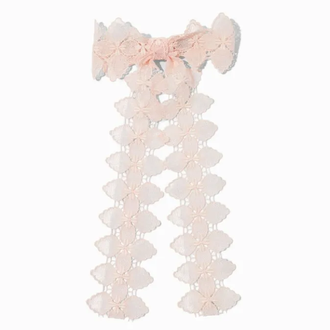 ICING Blush Pink Floral Lace Bow Hair Clip