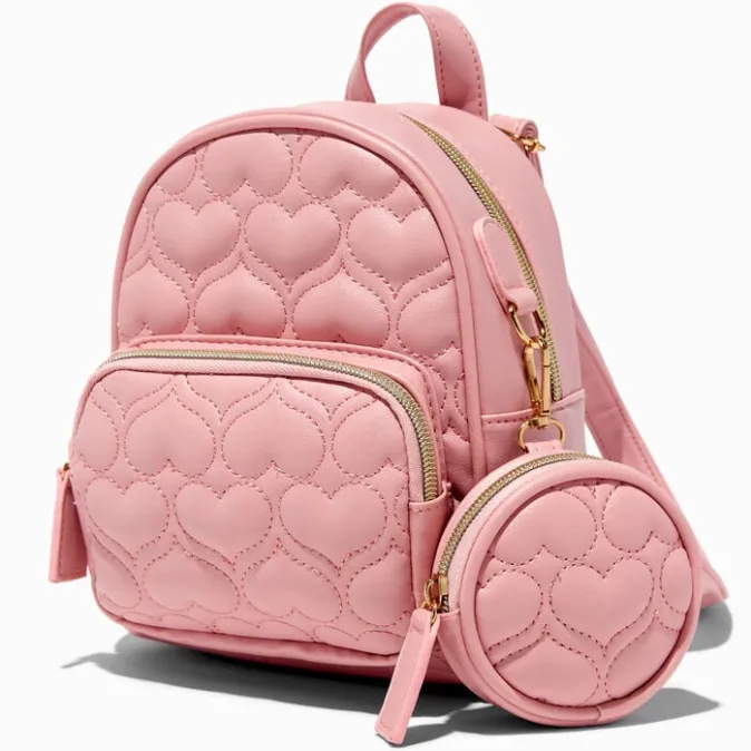 ICING Blush Pink Quilted Hearts Backpack