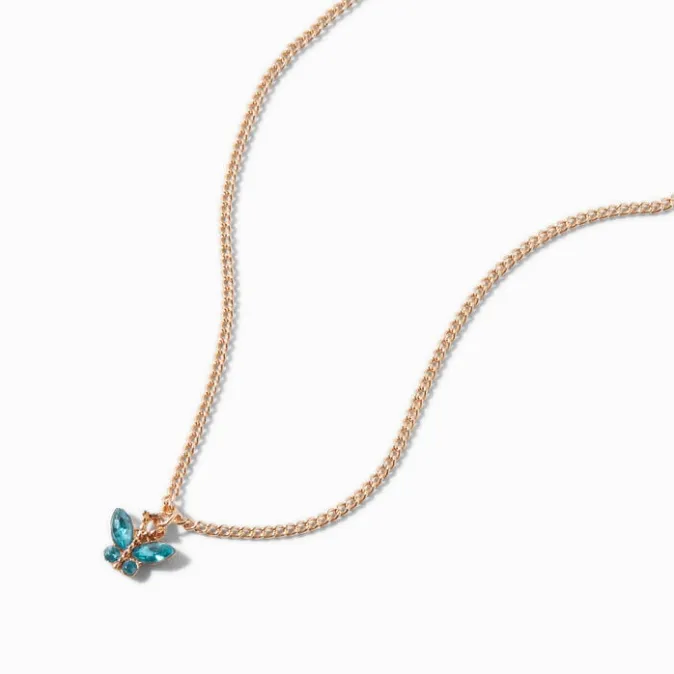 ICING Butterfly Birthstone Gold-tone Pendant Necklace - December