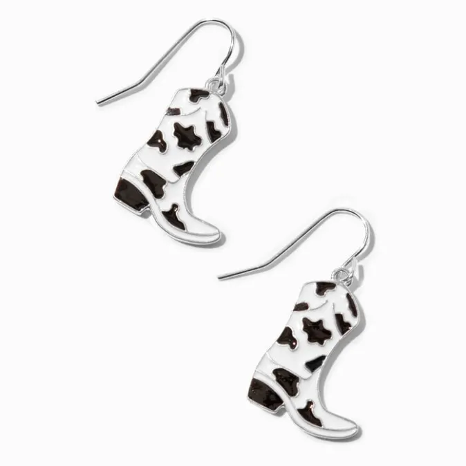 ICING Cowprint Cowboy Boot 1" Drop Earrings