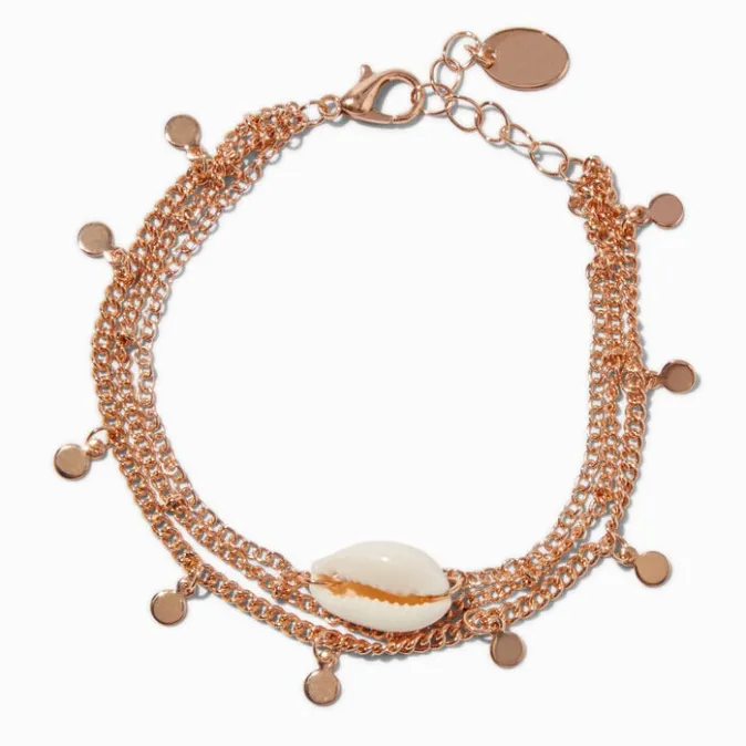 ICING Cowrie Shell Gold-tone Triple Chain Bracelet