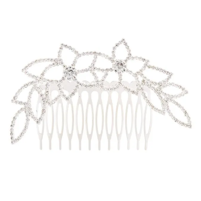 ICING Crystal Flowers & Leaves Hair Comb
