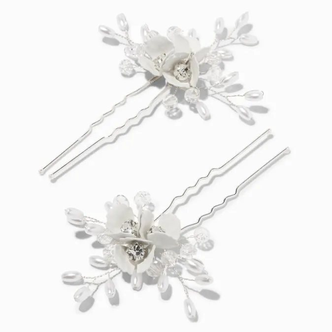 ICING Crystal Pearl Spray Floral Hair Pins - 2 Pack
