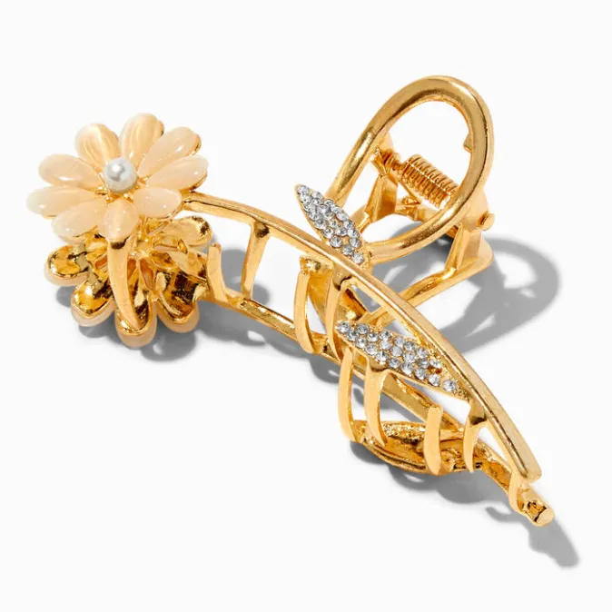 ICING Floral Embellished Gold-Tone Metal Hair Claw