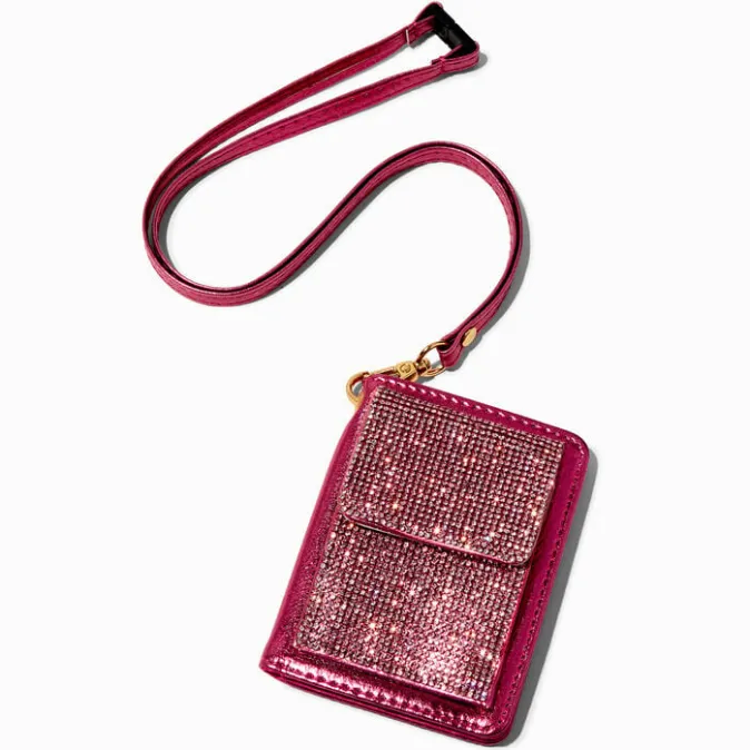 ICING Fuchsia Pink Bling Wallet with Lanyard