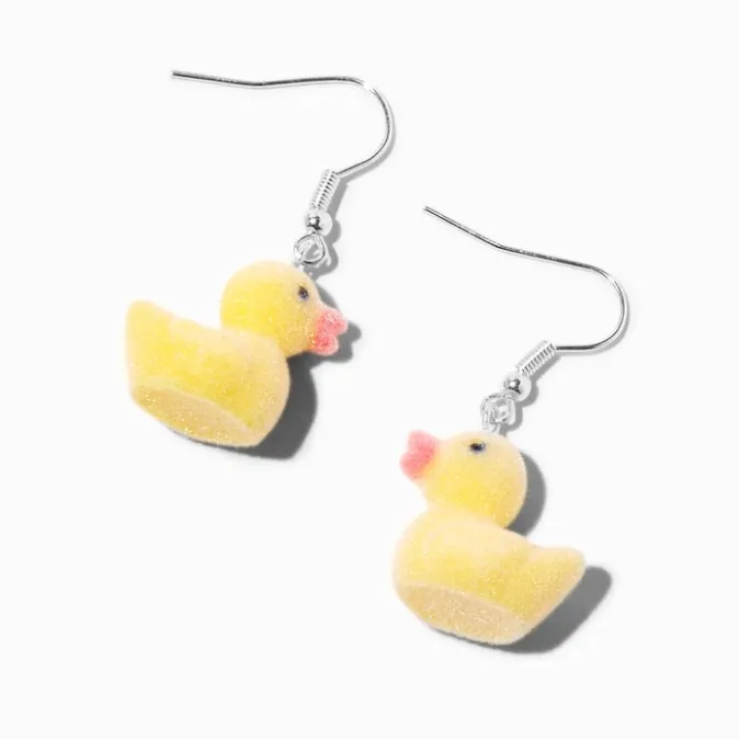 ICING Fuzzy Rubber Duck 0.5" Drop Earrings