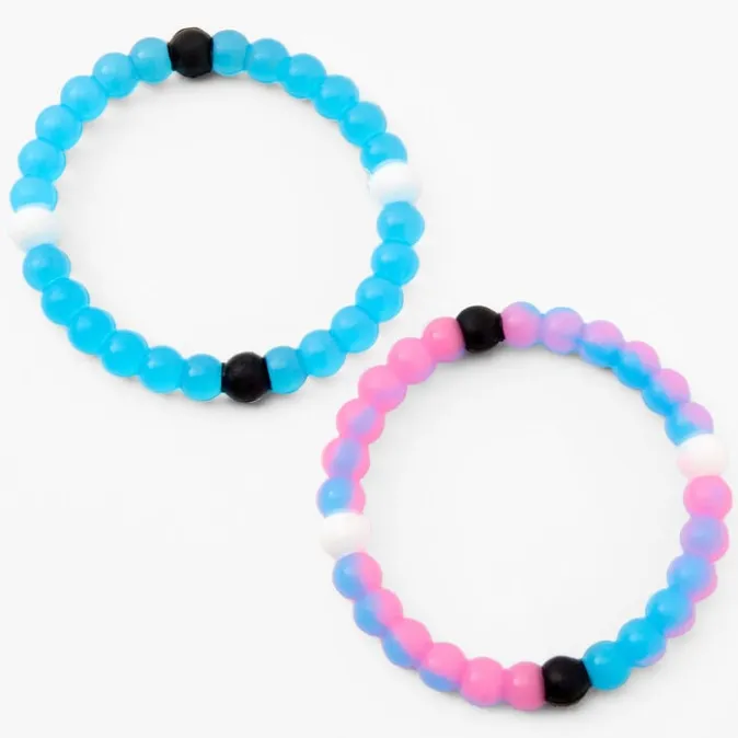 ICING Glow In The Dark Blue & Pink Fortune Stretch Bracelet - 2 Pack