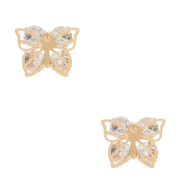 ICING Gold Cubic Zirconia Butterfly Stud Earrings