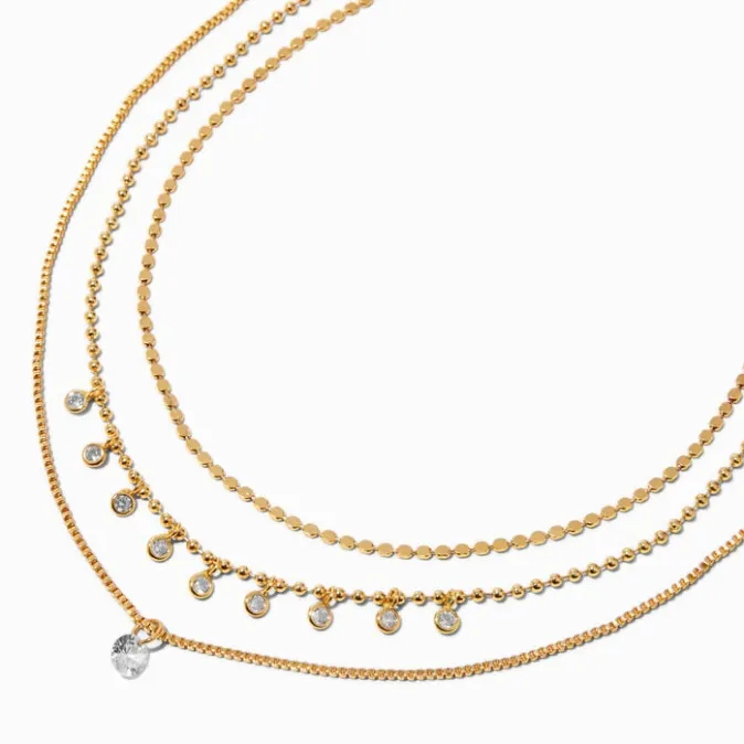 ICING Gold Cubic Zirconia Confetti Multi-Strand Chain Necklace