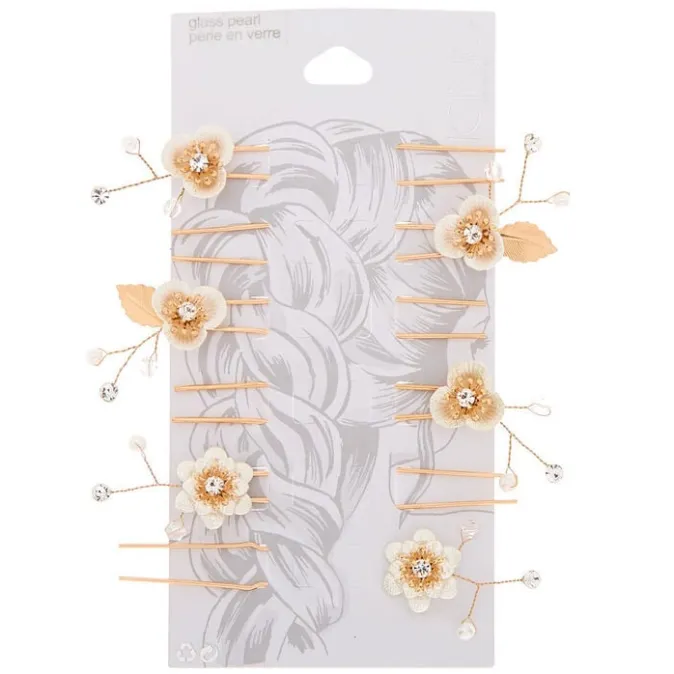 ICING Gold Fancy Floral Hair Pins - 6 Pack