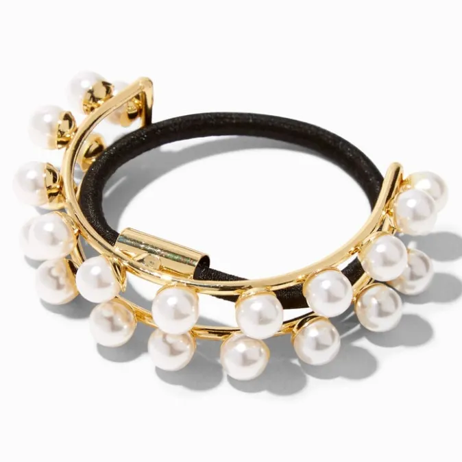 ICING Gold Faux Pearl Cuff Hair Tie