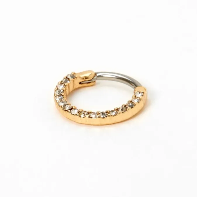 ICING Gold 16G Crystal Hoop Septum Nose Ring