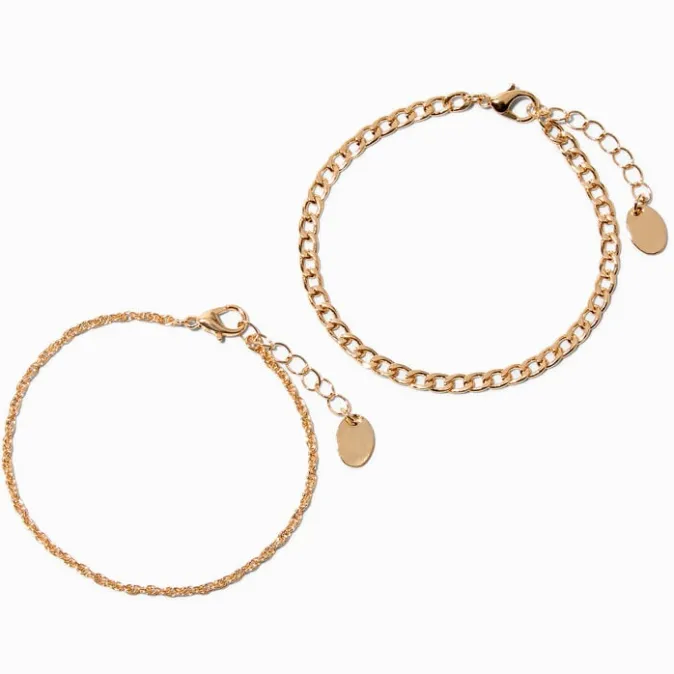 ICING Gold Mixed Chain Bracelet Set - 2 Pack