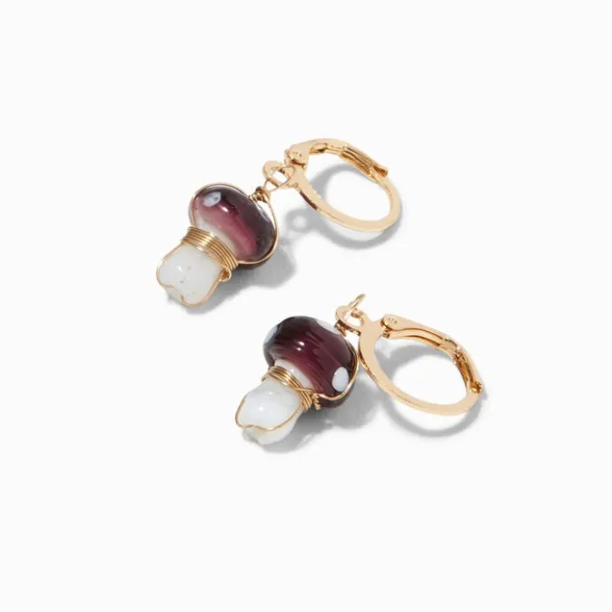 ICING Gold 15MM Brown Mushroom Huggie Hoop Earrings