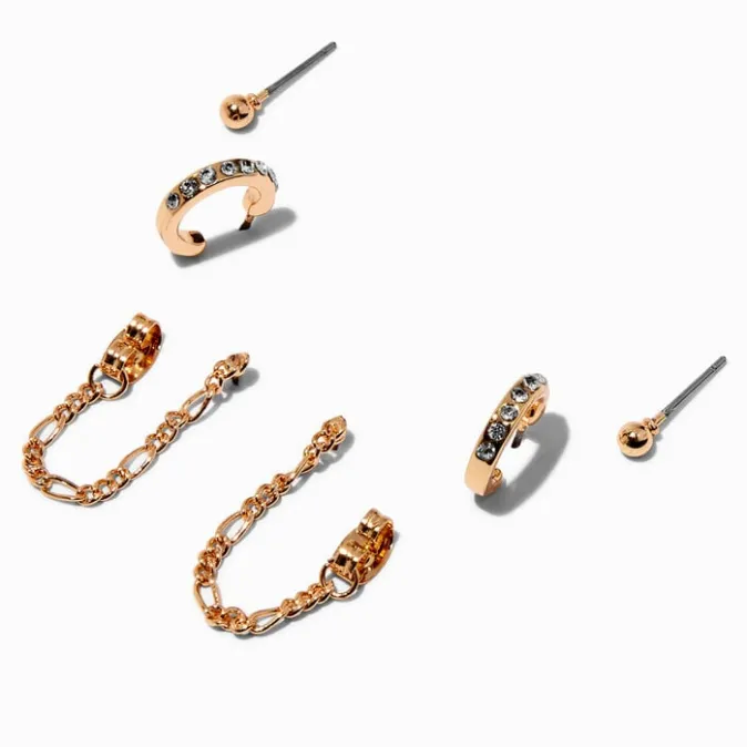 ICING Gold-tone Chain Earring Stackables Set - 3 Pack