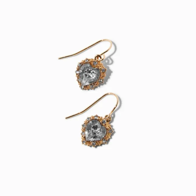 ICING Gold-tone Clear Heart 0.5" Drop Earrings