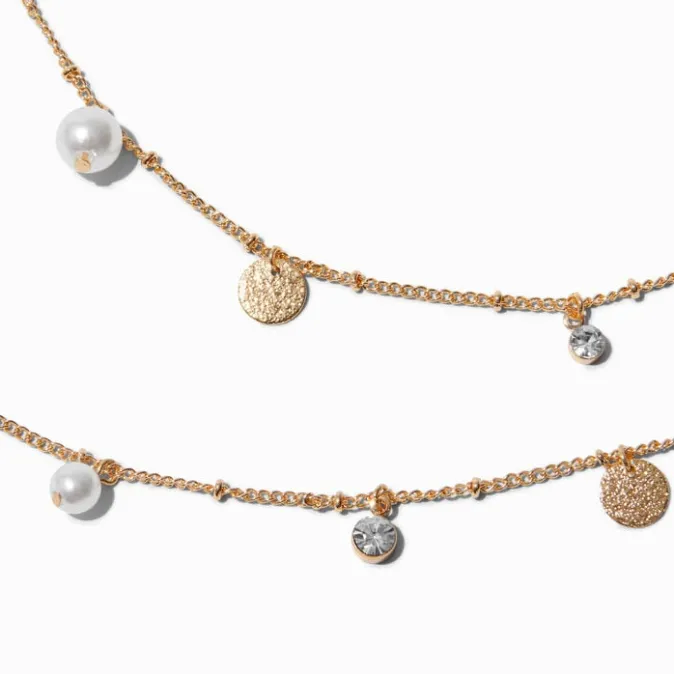 ICING Gold-tone Coin & Crystal Multi-Strand Necklace