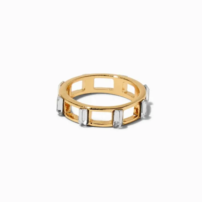 ICING Gold-tone Crystal Baguette Rectangular Ring