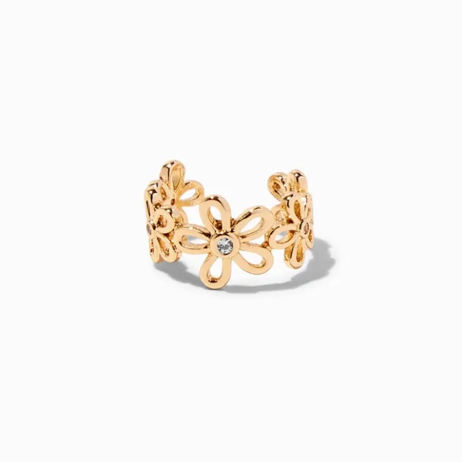 ICING Gold-tone Cubic Zirconia Flower Ear Cuff