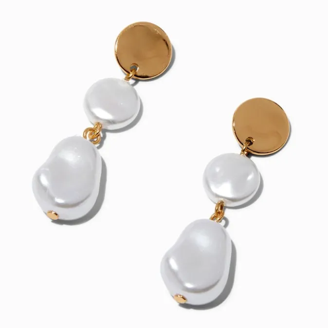 ICING Gold-tone Faux Pearl 1.5" Drop Earrings