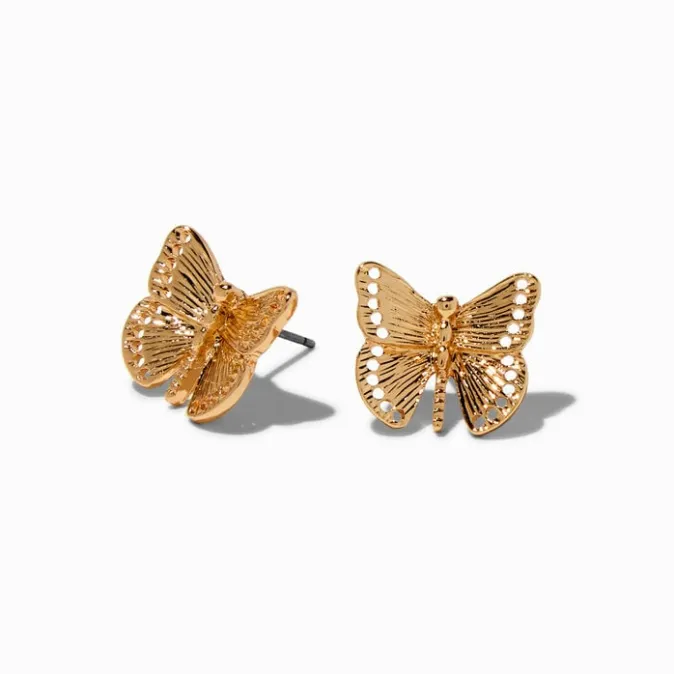 ICING Gold-tone Filigree Butterfly Stud Earrings