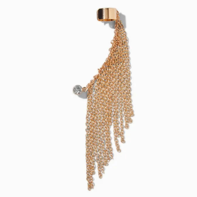 ICING Gold-tone Fringe Cuff Connector Earring
