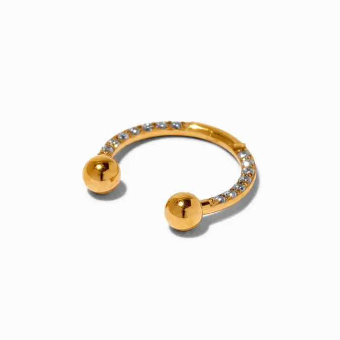 ICING Gold-tone 16G Crystal Horseshoe Septum Nose Ring