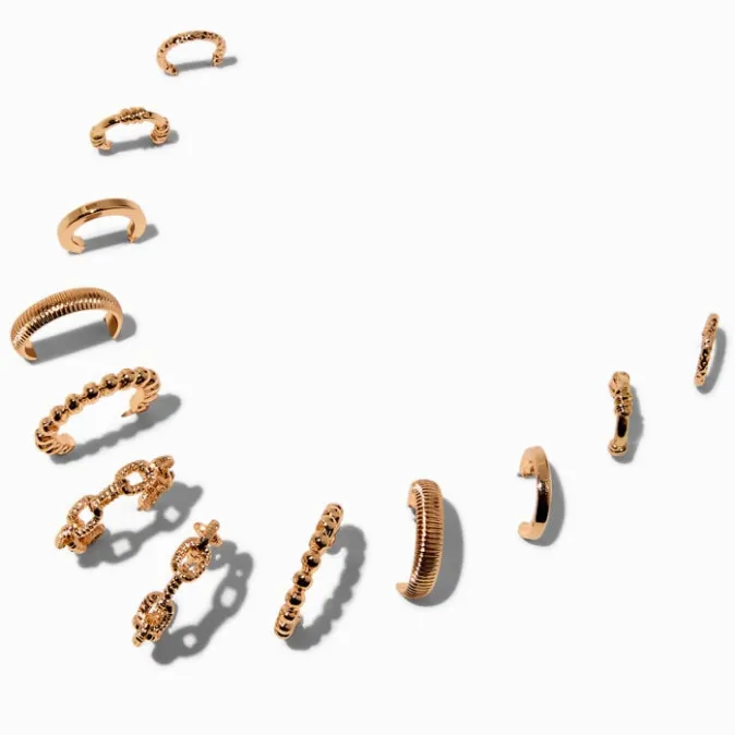 ICING Gold-tone Graduated Embellished Hoop Earring Stackables Set - 6 Pack