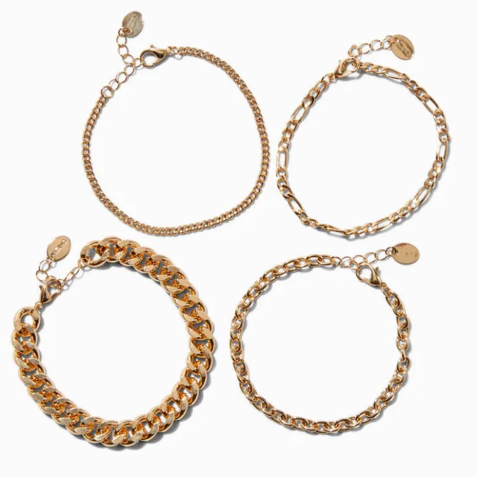 ICING Gold-tone Mixed Chain Bracelet Set - 4 Pack