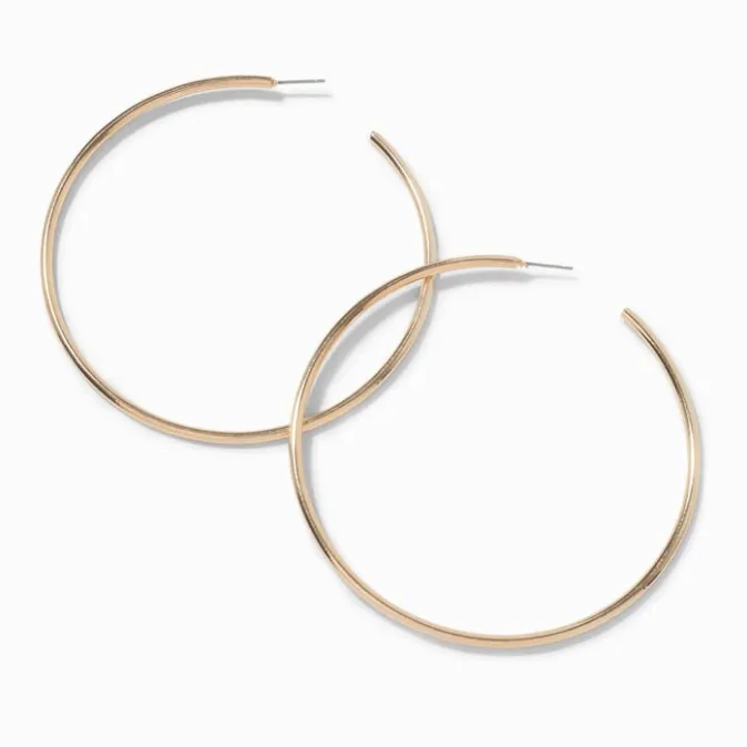 ICING Gold-tone 80MM Post Back Hoop Earrings