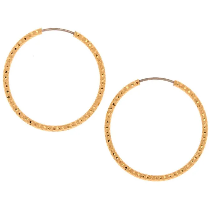 ICING Gold-tone 25MM Sandblast Textured Hoop Earrings