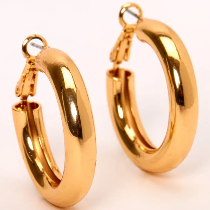 ICING Gold-tone 30MM Tube Hoop Earrings