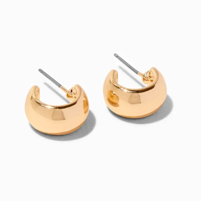 ICING Gold-tone 10MM Wide Curved Hoop Earrings