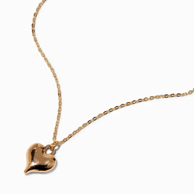 ICING Gold-tone Puffy Heart Pendant Necklace
