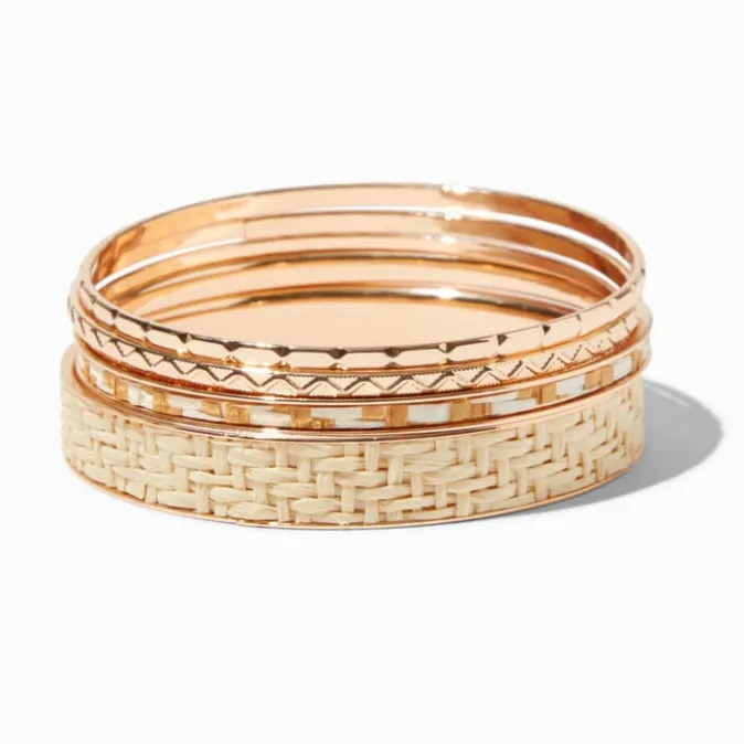 ICING Gold-tone Raffia Bangle Bracelets - 5 Pack