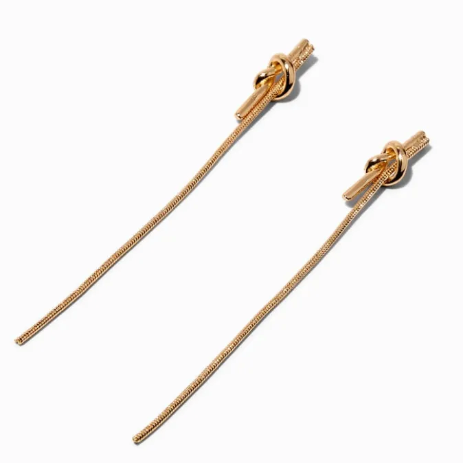 ICING Gold-tone Tie 3" Drop Earrings