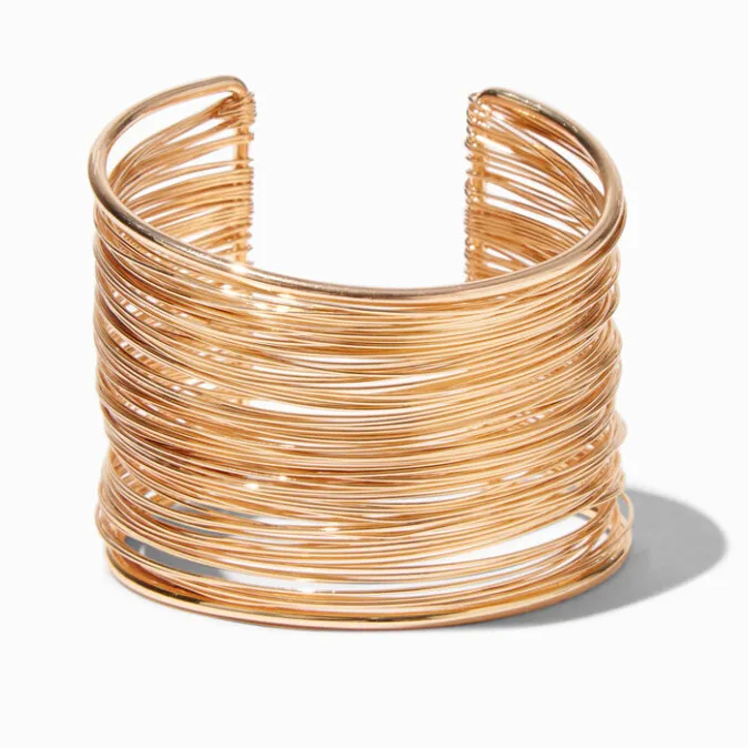 ICING Gold-tone Wide Wire-Wrapped Cuff Bracelet