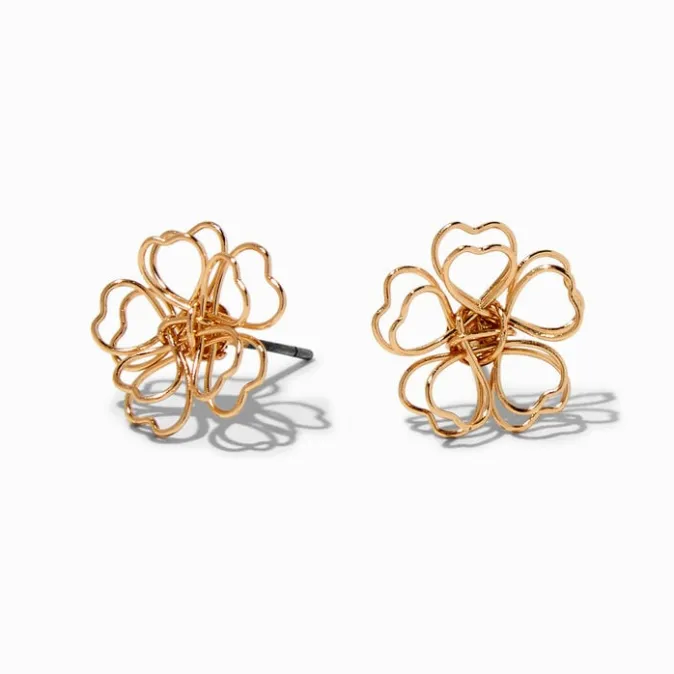 ICING Gold-tone Wire Flower Stud Earrings
