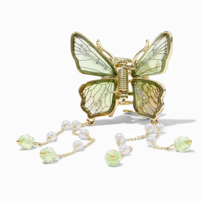 ICING Green Butterfly Beaded Dangle Hair Claw