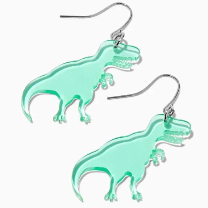 ICING Green T-Rex Dinosaur 1.5" Drop Earrings