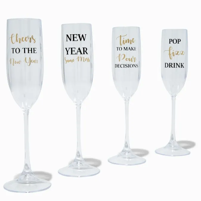 ICING Happy New Year Champagne Flutes - 4 Pack