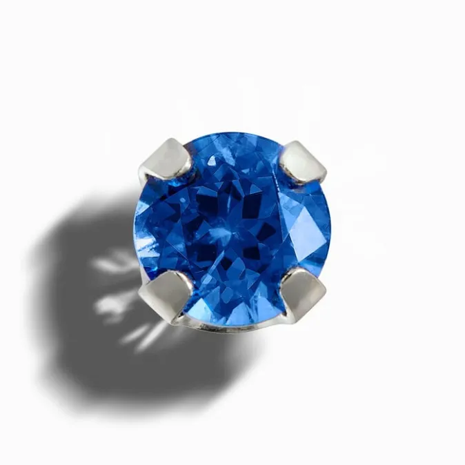 ICING Exclusive 14kt White Gold 3mm Lab Grown Blue Sapphire Studs Ear Piercing Kit with Ear Care Solution