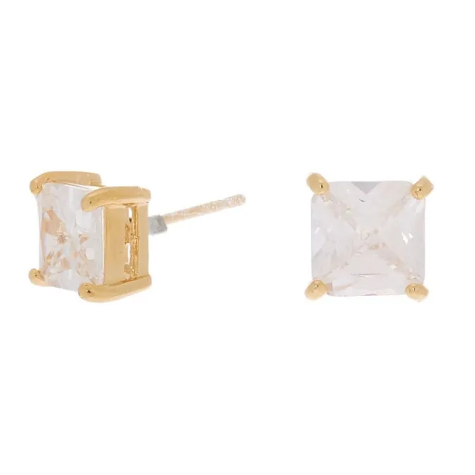 ICING Select 18k Gold Plated Cubic Zirconia Square Stud Earrings
