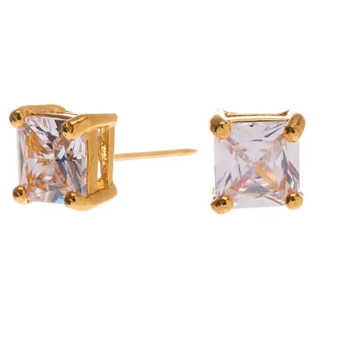 ICING Select 18k Yellow Gold Plated Cubic Zirconia 5MM Square Stud Earrings